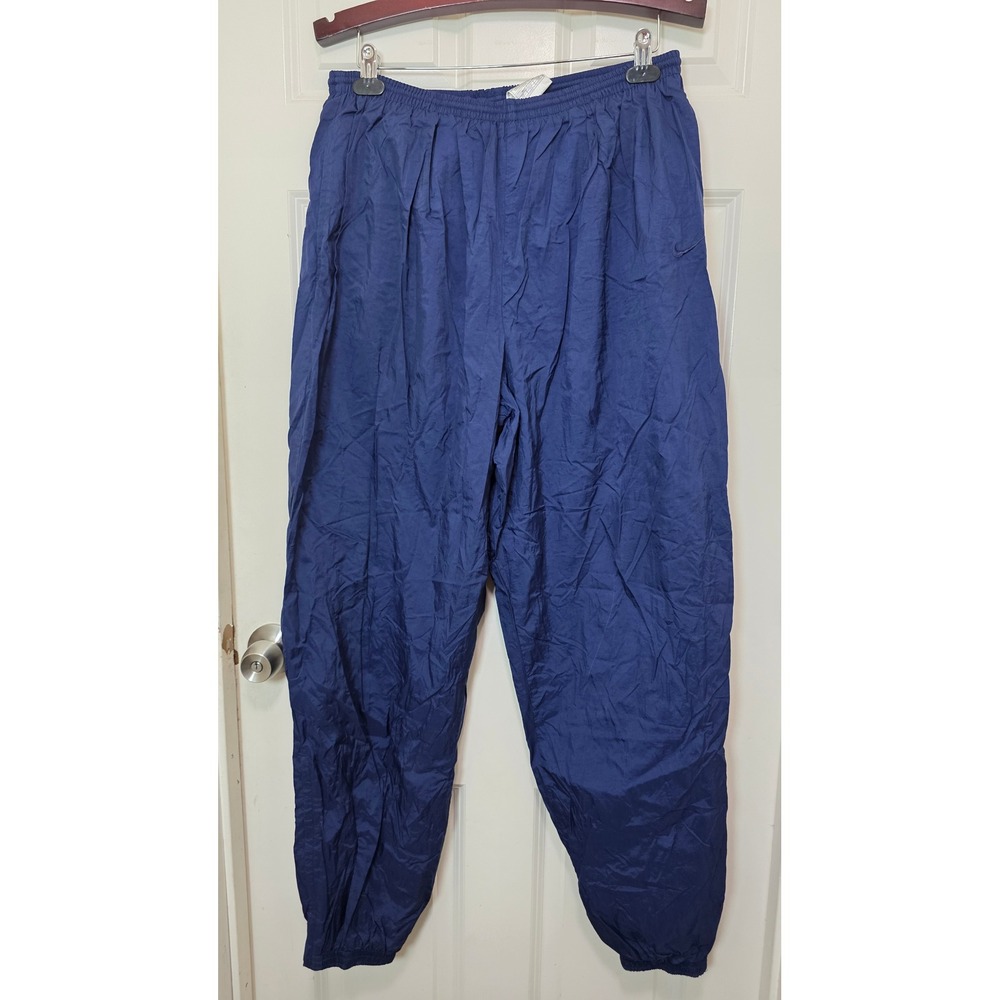 Nike Vintage Track Pants Mens XXL Navy Blue Nylon Windbreaker Joggers 90s Retro